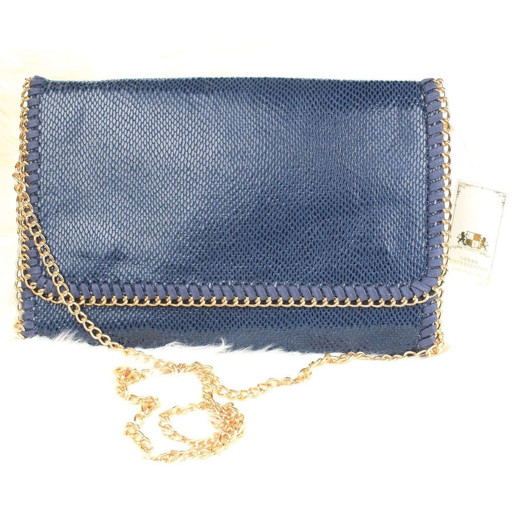 Urban Expressions NWT Luxury Clutch Reptile Chain Handcrafted Vegan Leather $65 - Picture 2 of 12